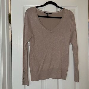 White House black market beige sparkly top